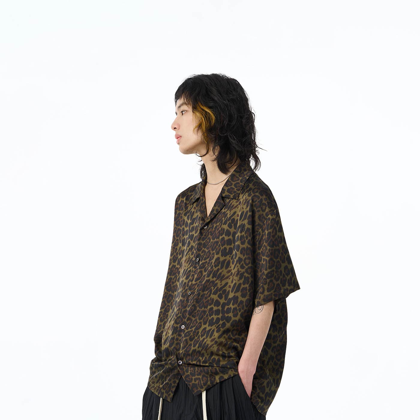 EPIC POETRY Leopard Half Shirt Dark Green-Half shirt-S-Free Shipping Leatheretro