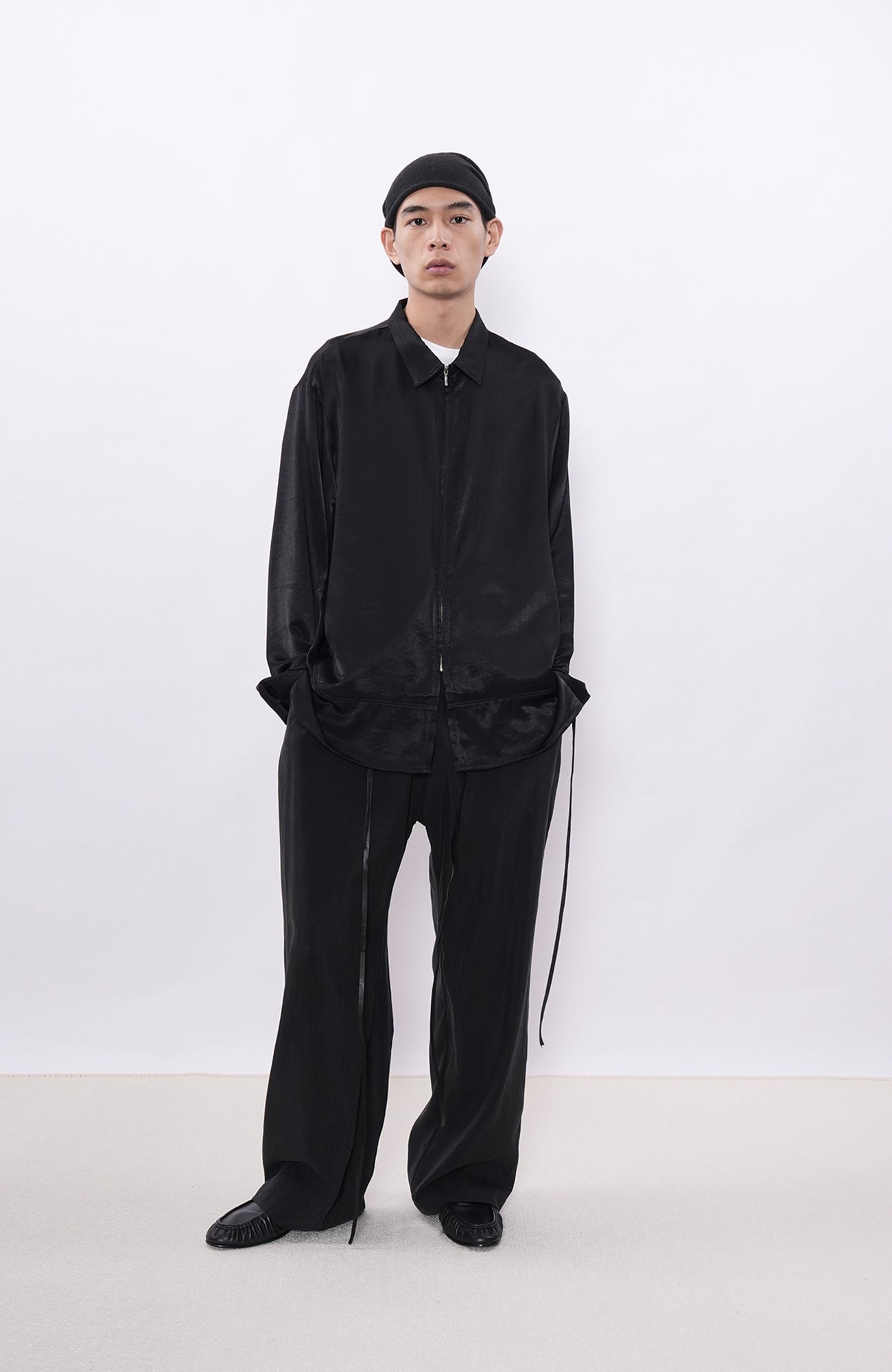 7440 37 1 Drawstring Fluid Wide-Leg Trousers-Pants-S (Preorder)-Free Shipping Leatheretro