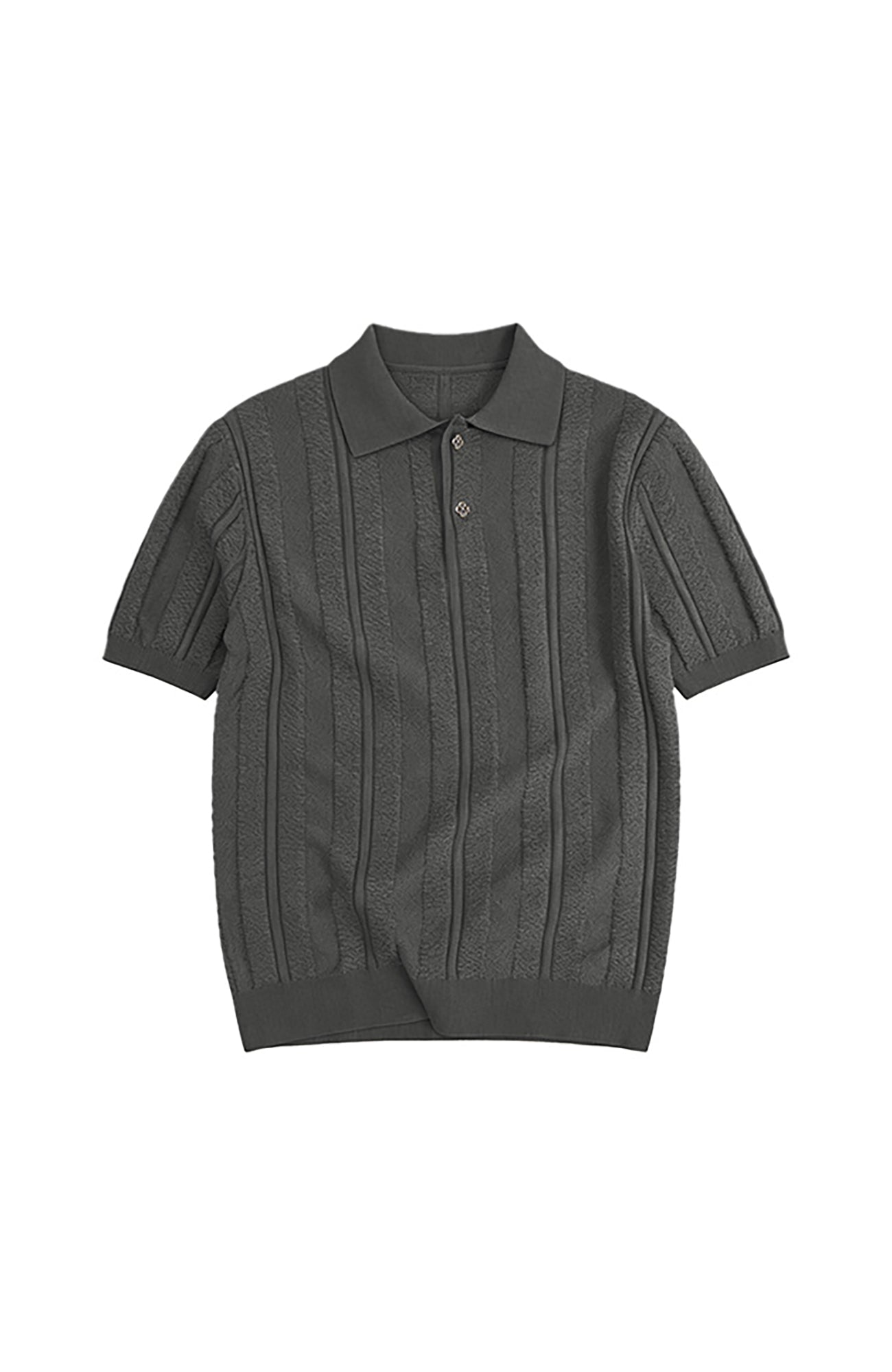 KREATE Retro Jacquard Knit Polo-T Shirt-S (Preorder)-Gray-Free Shipping Leatheretro