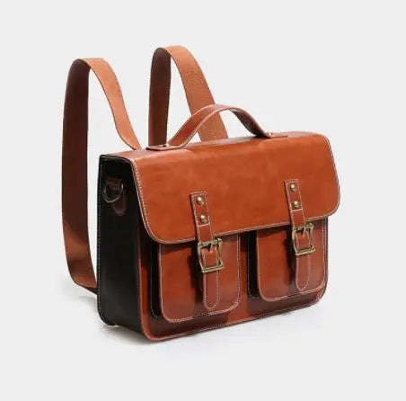 Retro Leather Women backpacks Shoulder Bag - Laptop Business Handbags-Backpacks-Brown-Small-Free Shipping Leatheretro