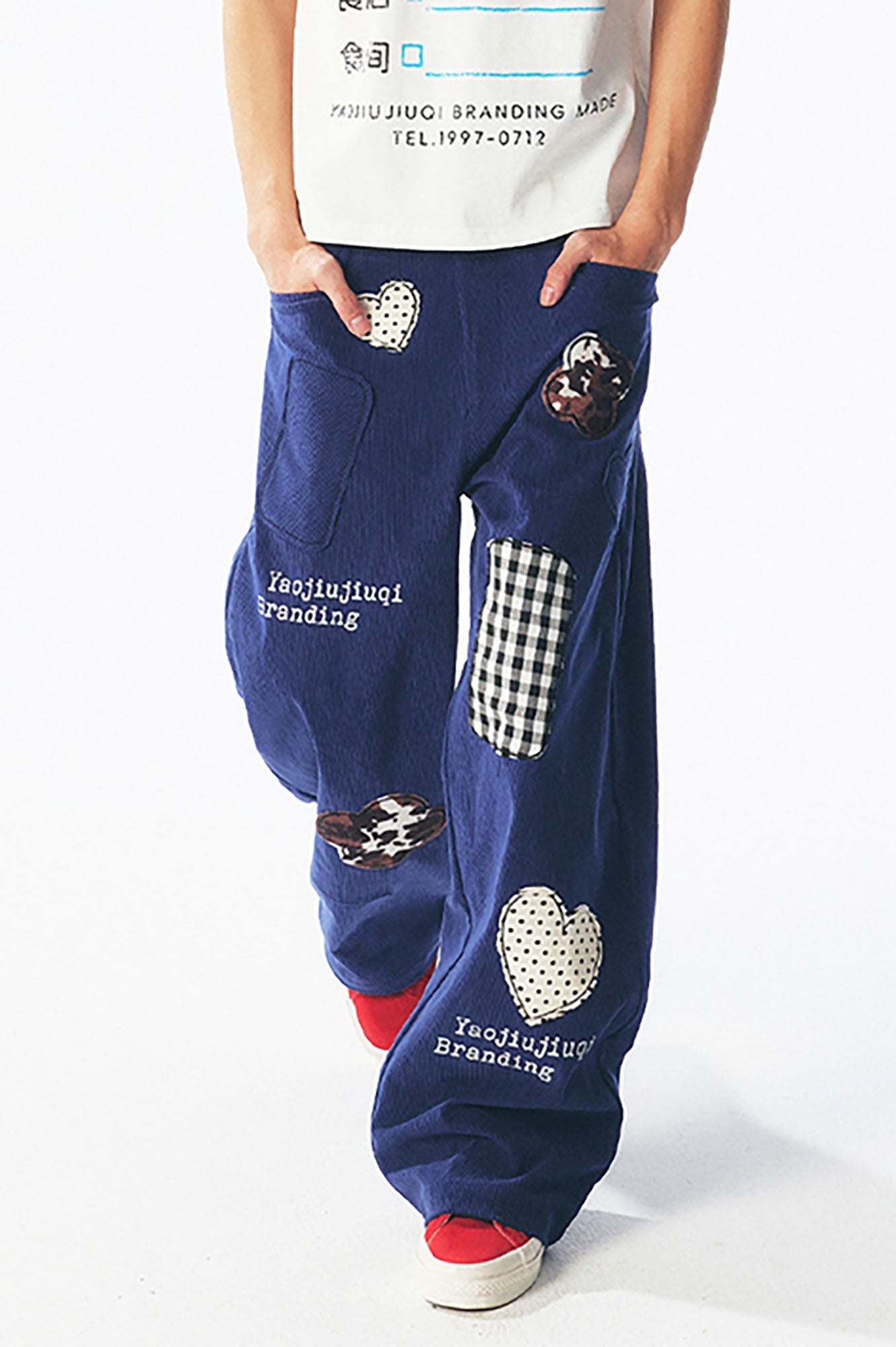 1997 POSTOFFICE Whimsical Patch Straight-Leg Pants-Pants-S-Free Shipping Leatheretro