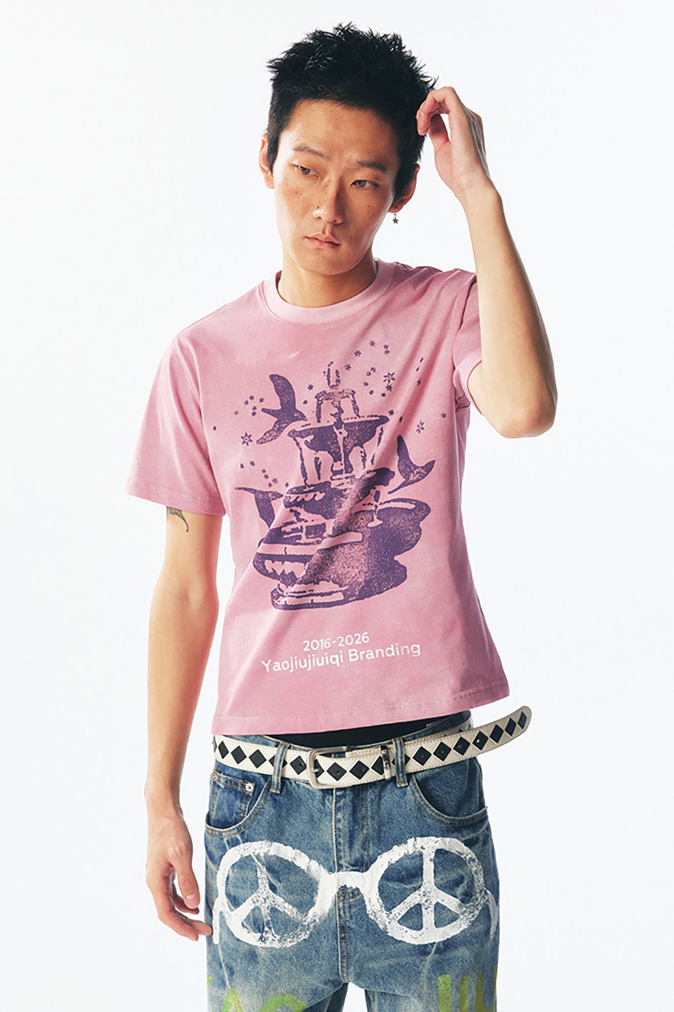 1997 POSTOFFICE Fountain Dove Distressed Tee-T Shirt-S-Free Shipping Leatheretro