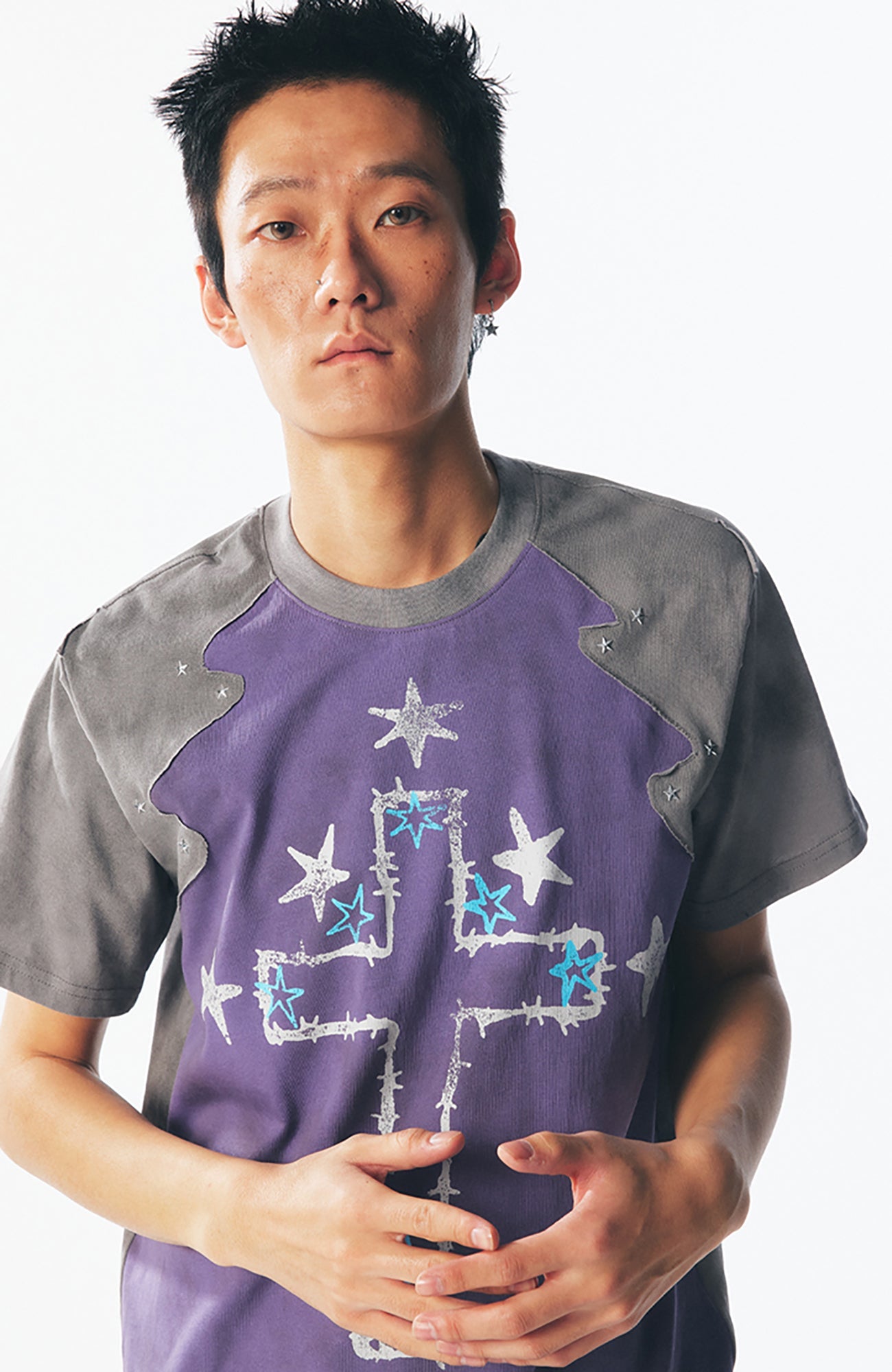 1997 POSTOFFICE Star Cross Graphic Washed Tee-T Shirt-S-Free Shipping Leatheretro