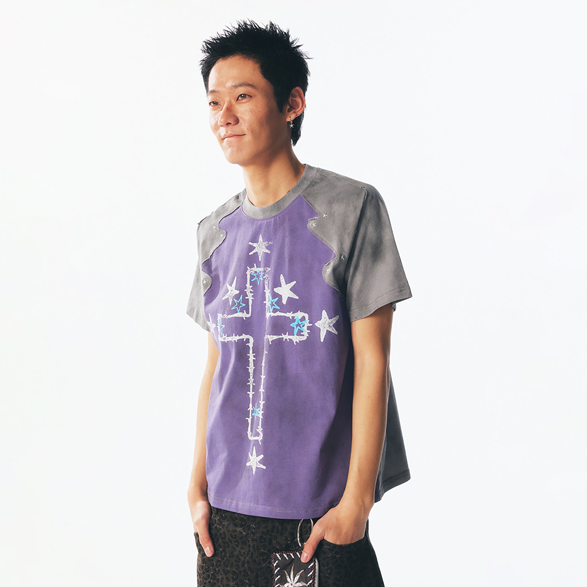 1997 POSTOFFICE Star Cross Graphic Washed Tee-T Shirt-S-Free Shipping Leatheretro