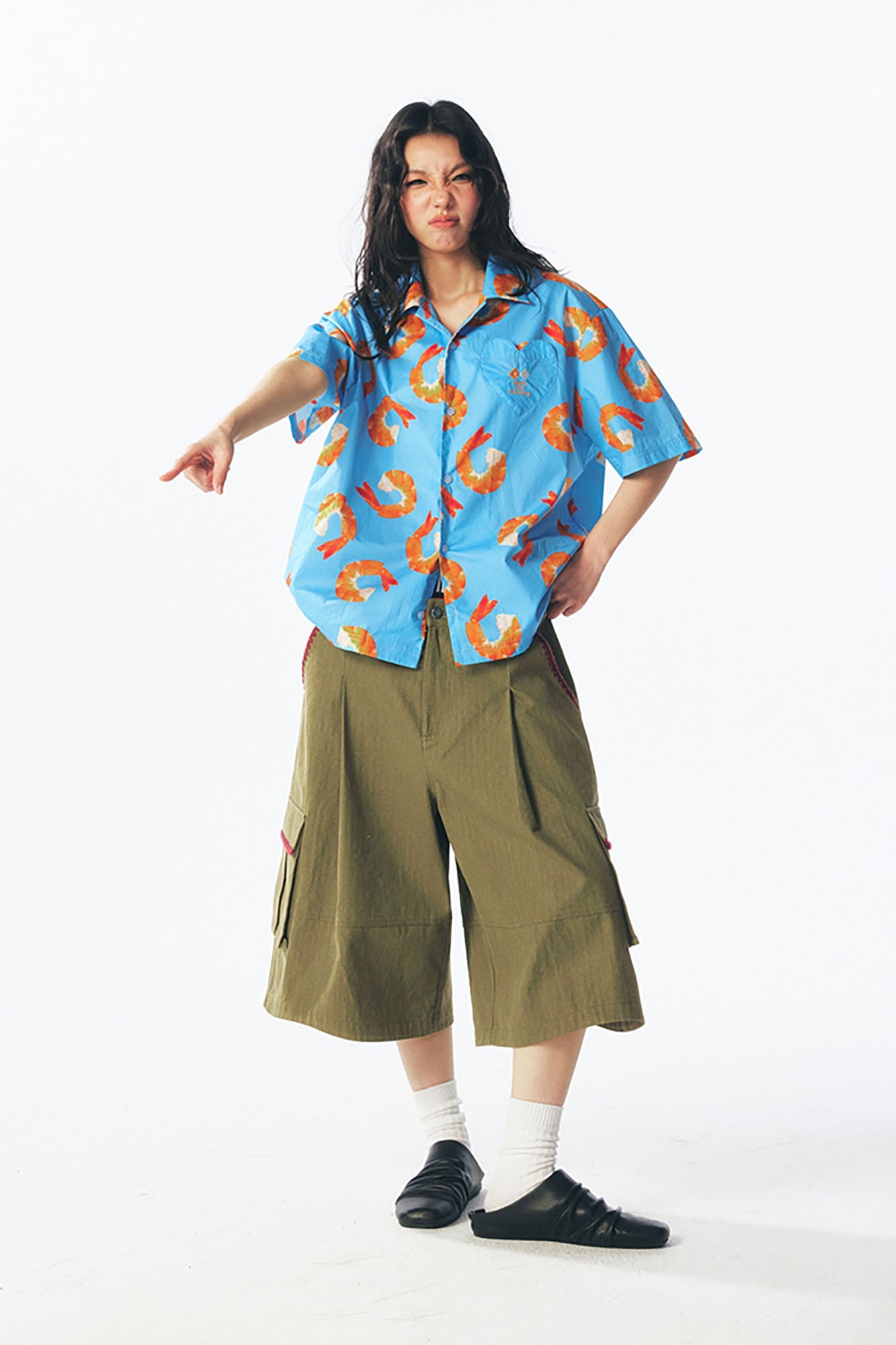 1997 POSTOFFICE Shrimp Full-Print Half Shirt-Half shirt-S-Free Shipping Leatheretro