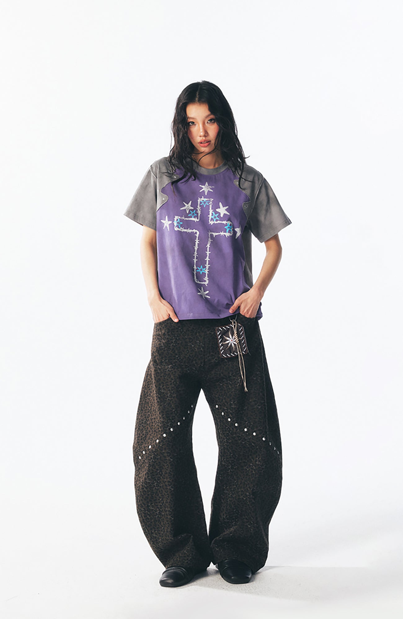 1997 POSTOFFICE Star Cross Graphic Washed Tee-T Shirt-S-Free Shipping Leatheretro