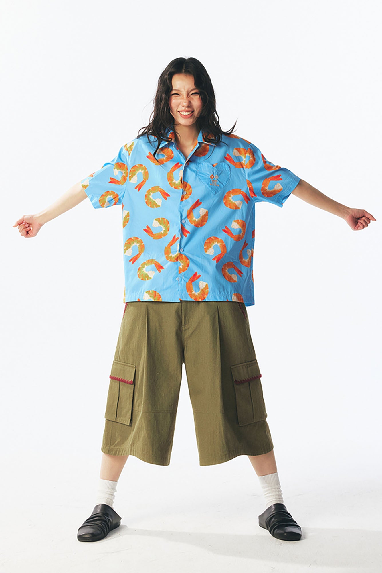 1997 POSTOFFICE Shrimp Full-Print Half Shirt-Half shirt-S-Free Shipping Leatheretro