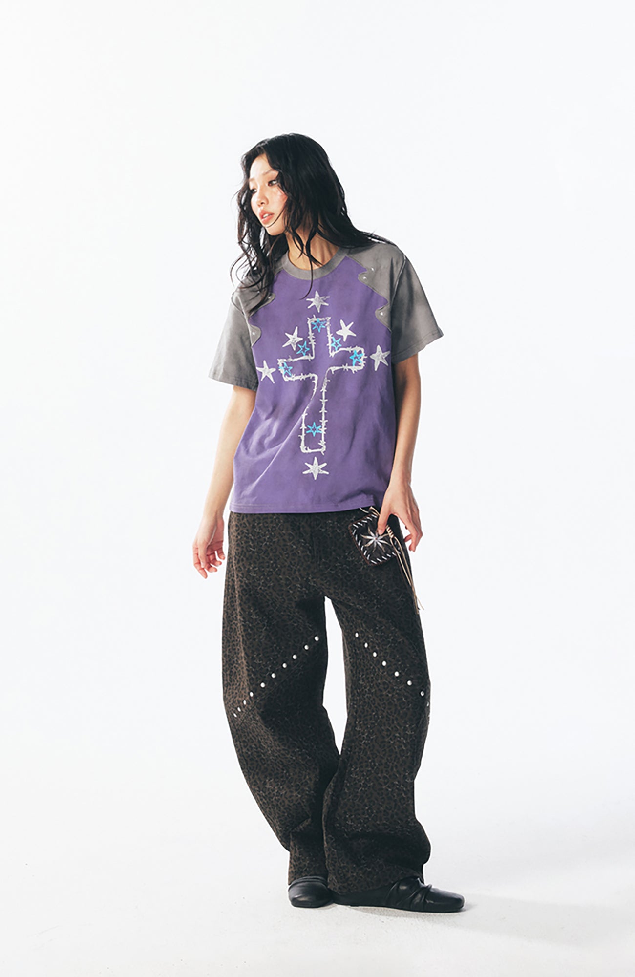 1997 POSTOFFICE Star Cross Graphic Washed Tee-T Shirt-S-Free Shipping Leatheretro