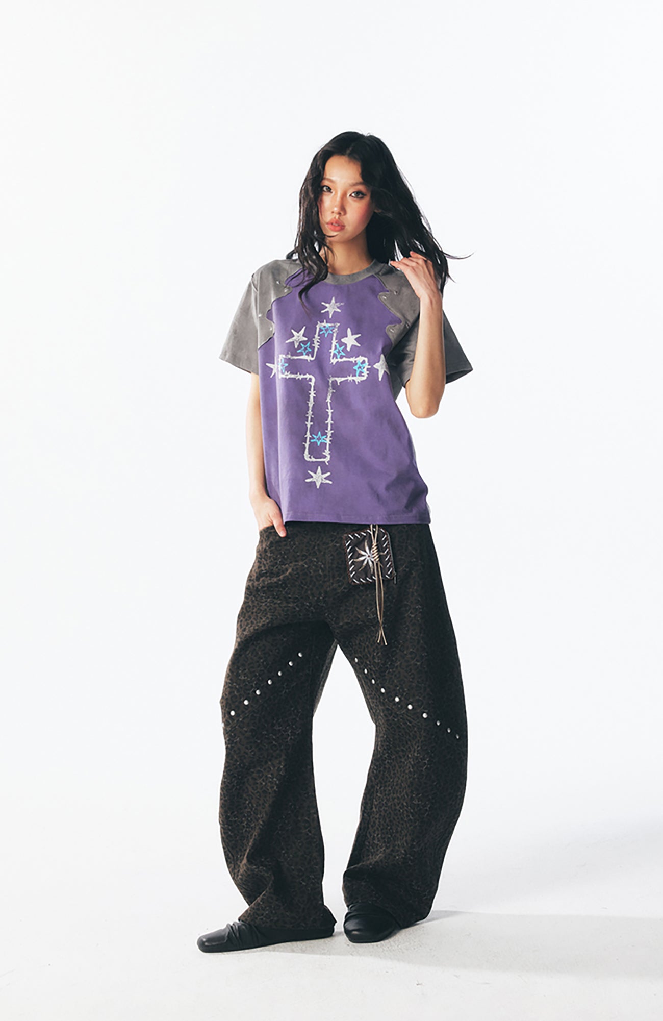 1997 POSTOFFICE Star Cross Graphic Washed Tee-T Shirt-S-Free Shipping Leatheretro