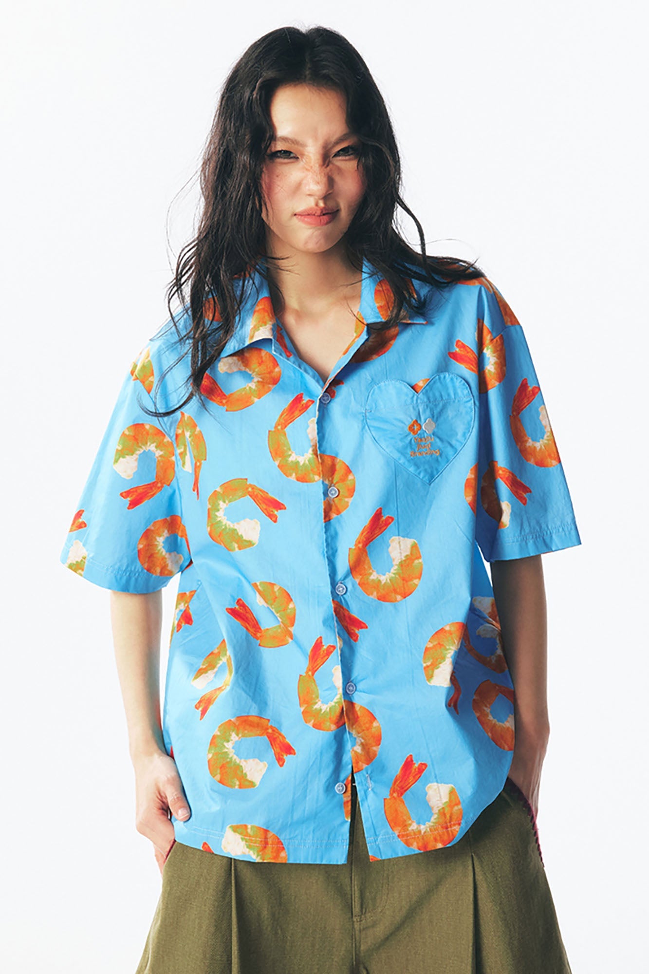 1997 POSTOFFICE Shrimp Full-Print Half Shirt-Half shirt-S-Free Shipping Leatheretro
