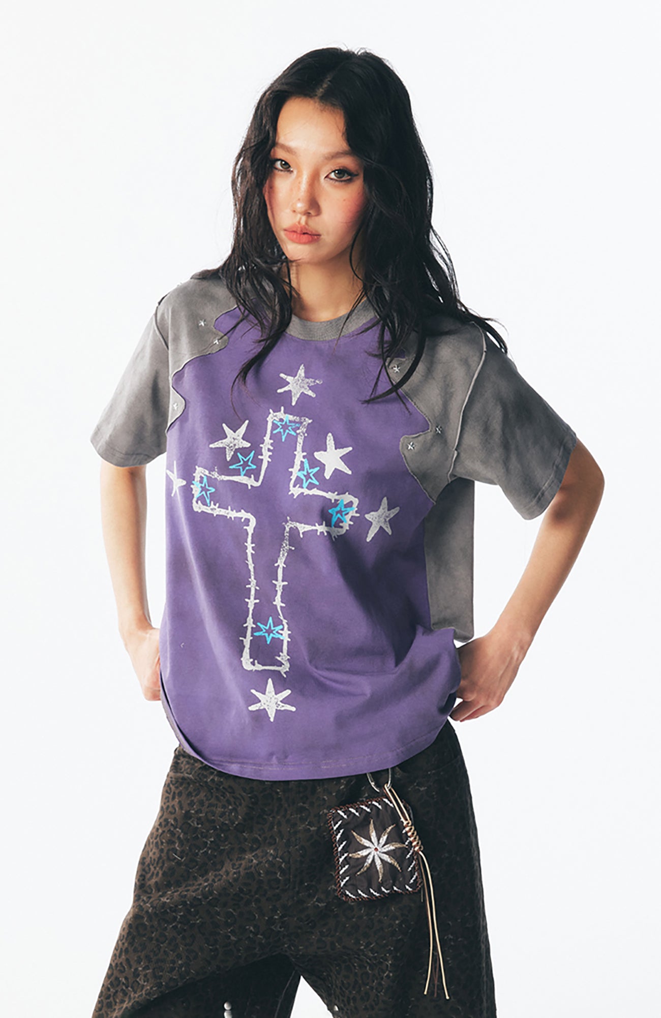 1997 POSTOFFICE Star Cross Graphic Washed Tee-T Shirt-S-Free Shipping Leatheretro