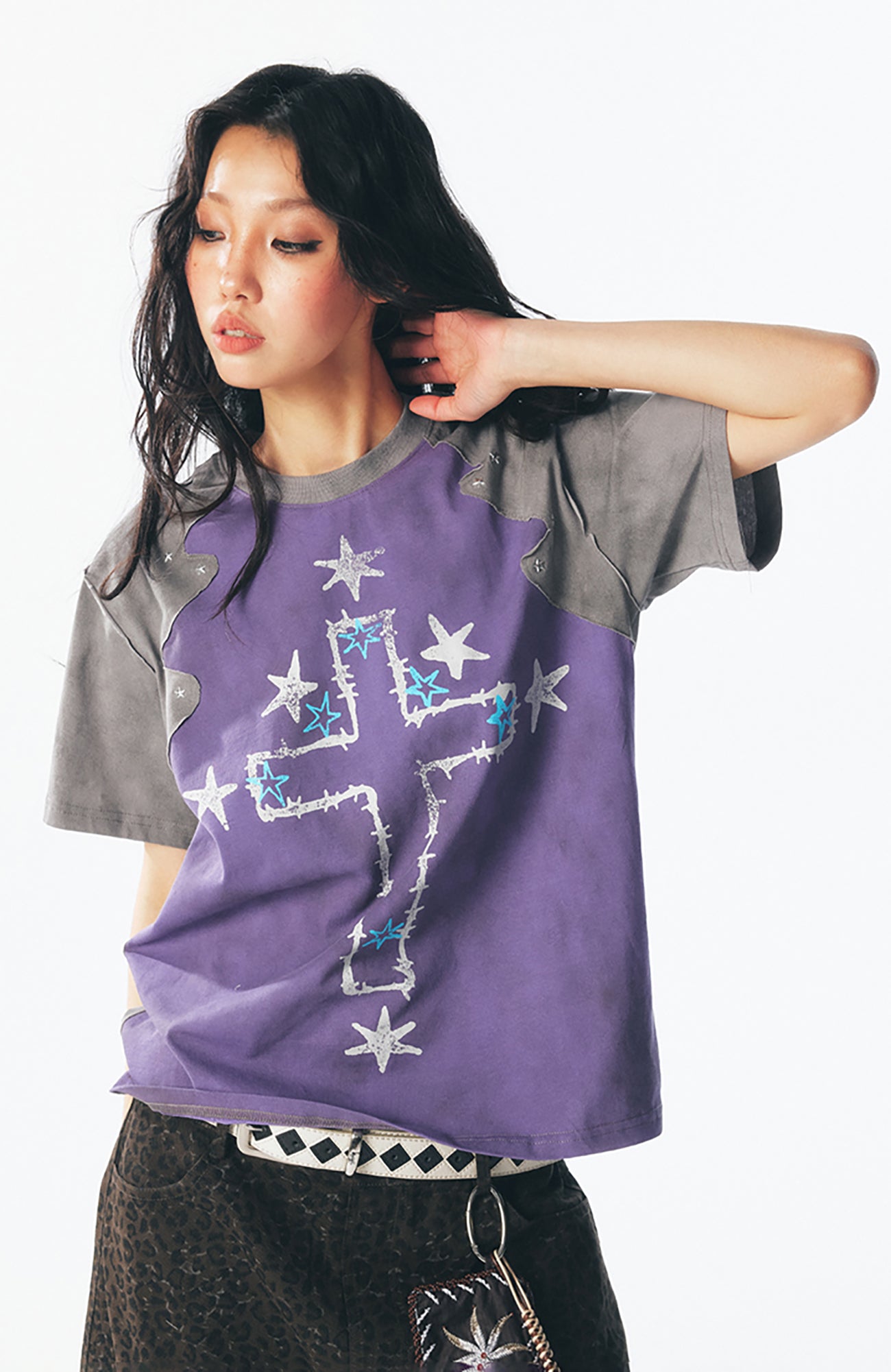 1997 POSTOFFICE Star Cross Graphic Washed Tee-T Shirt-S-Free Shipping Leatheretro