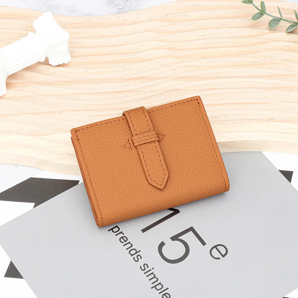 Luxury Design Genuine Leather Small Wallet-Wallets & Money Clips-Taupe-Free Shipping Leatheretro