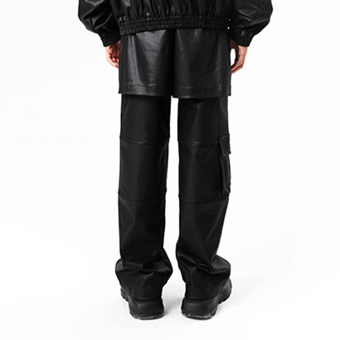 VANN VALRENCE Rivet Layered Coated Denim Pants-Jeans-S-Free Shipping Leatheretro