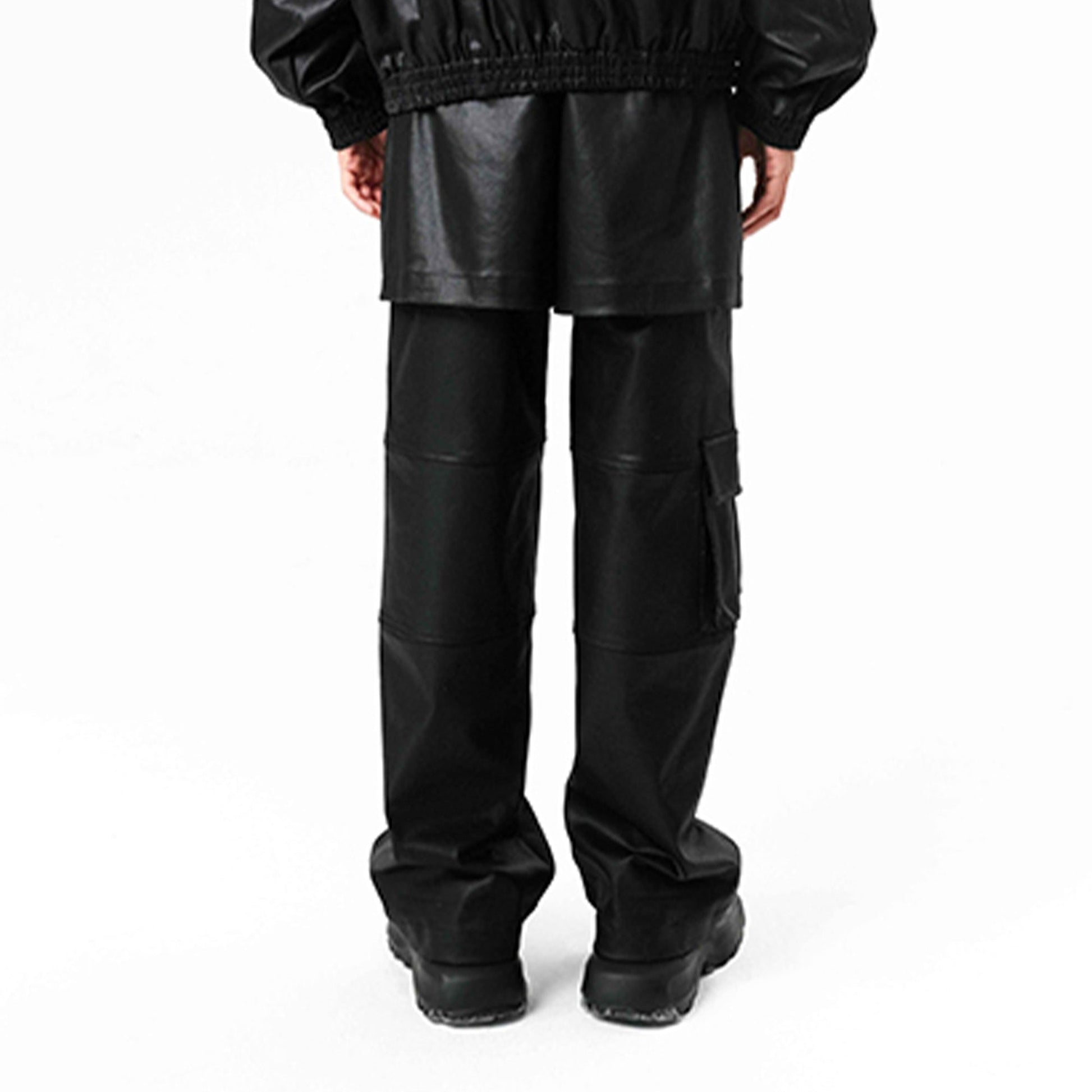 VANN VALRENCE Rivet Layered Coated Denim Pants-Jeans-S-Free Shipping Leatheretro