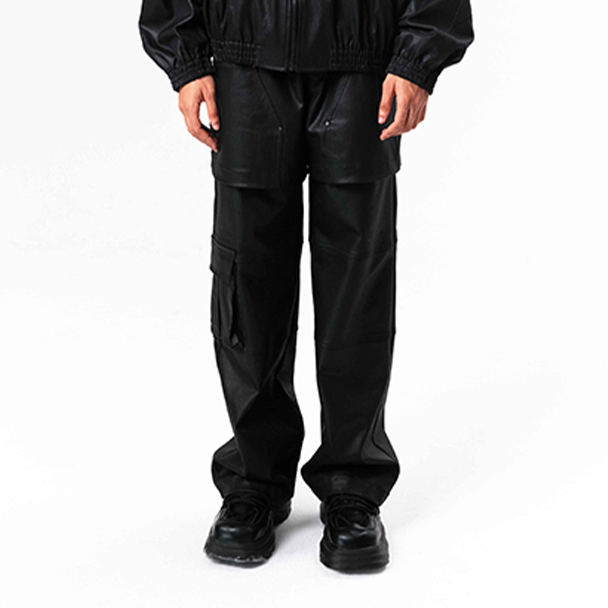 VANN VALRENCE Rivet Layered Coated Denim Pants-Jeans-S-Free Shipping Leatheretro