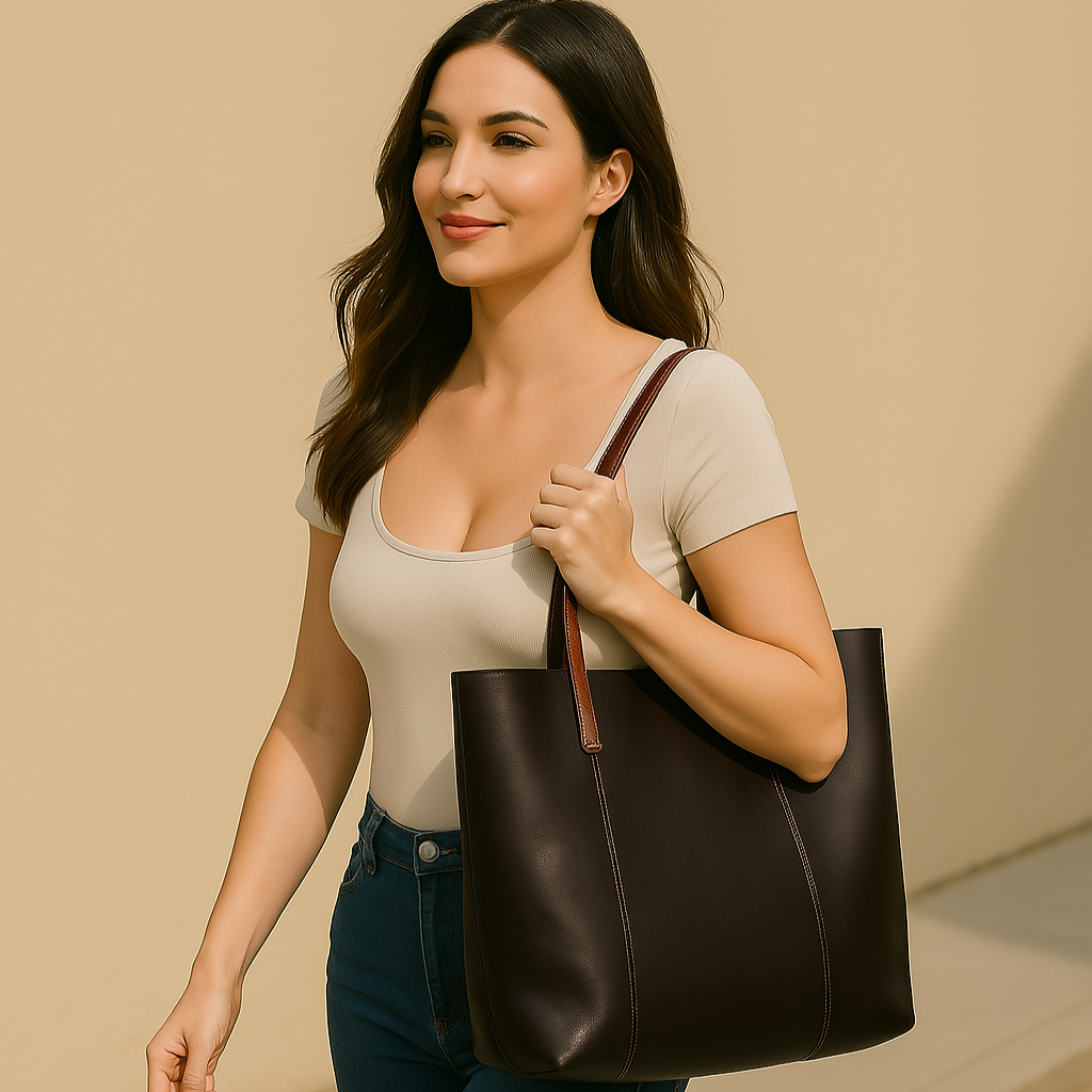 Large Capacity Leather Women's Tote Bag-Tote Bag-Black-Free Shipping Leatheretro
