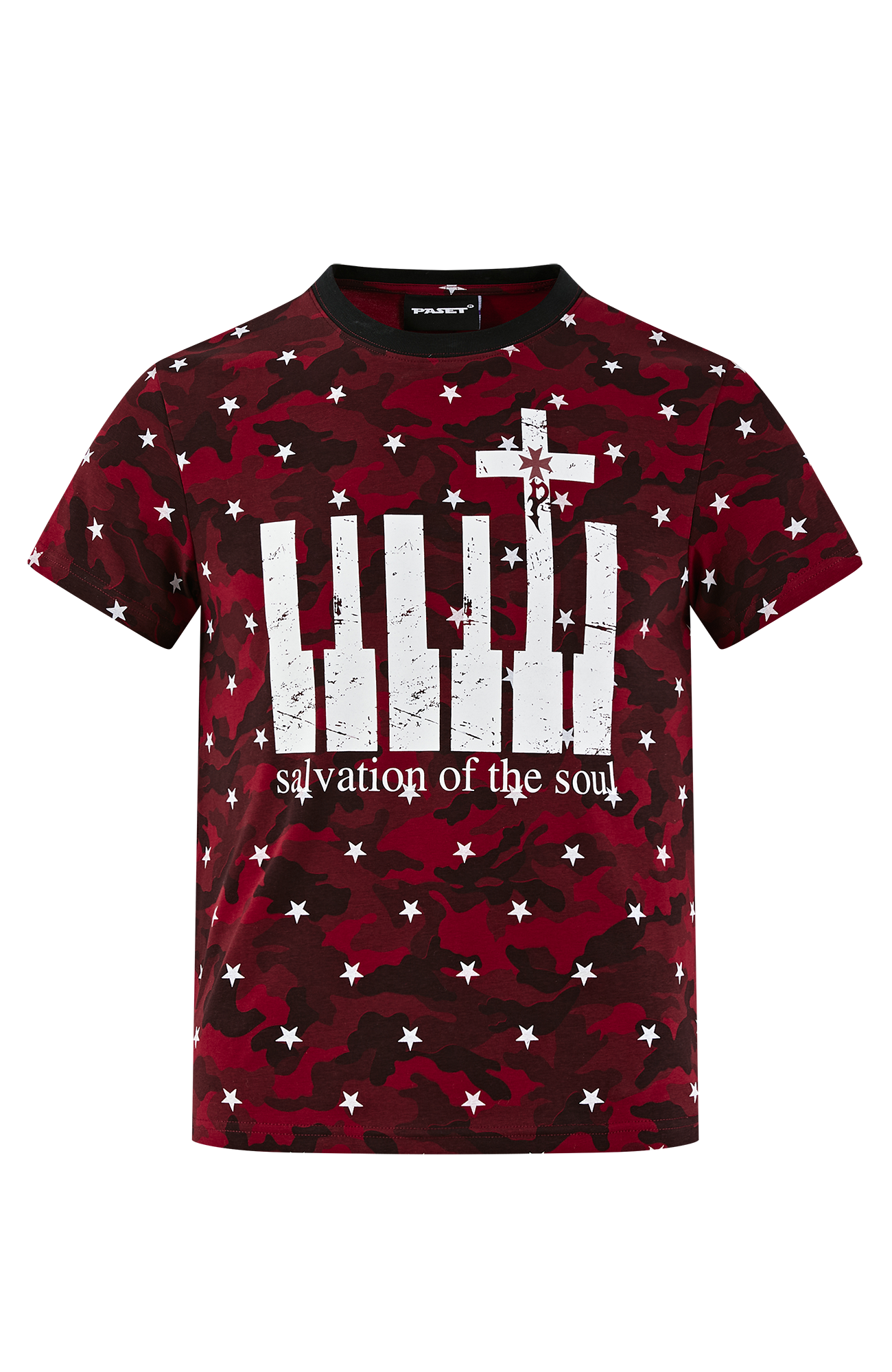 PASET Star Camo Cross Graphic Tee-T Shirt-S-Red-Free Shipping Leatheretro