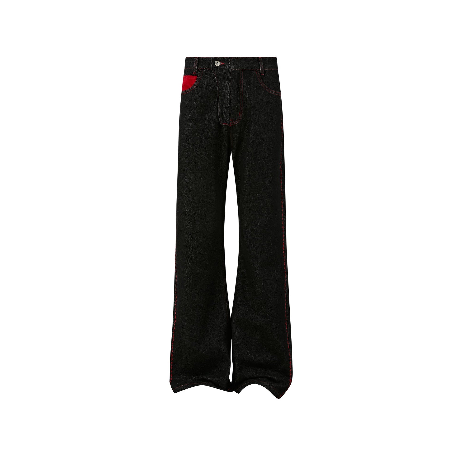 KREATE Contrast Stitched Flared Raw Denim Pants-Jeans-S-Free Shipping Leatheretro