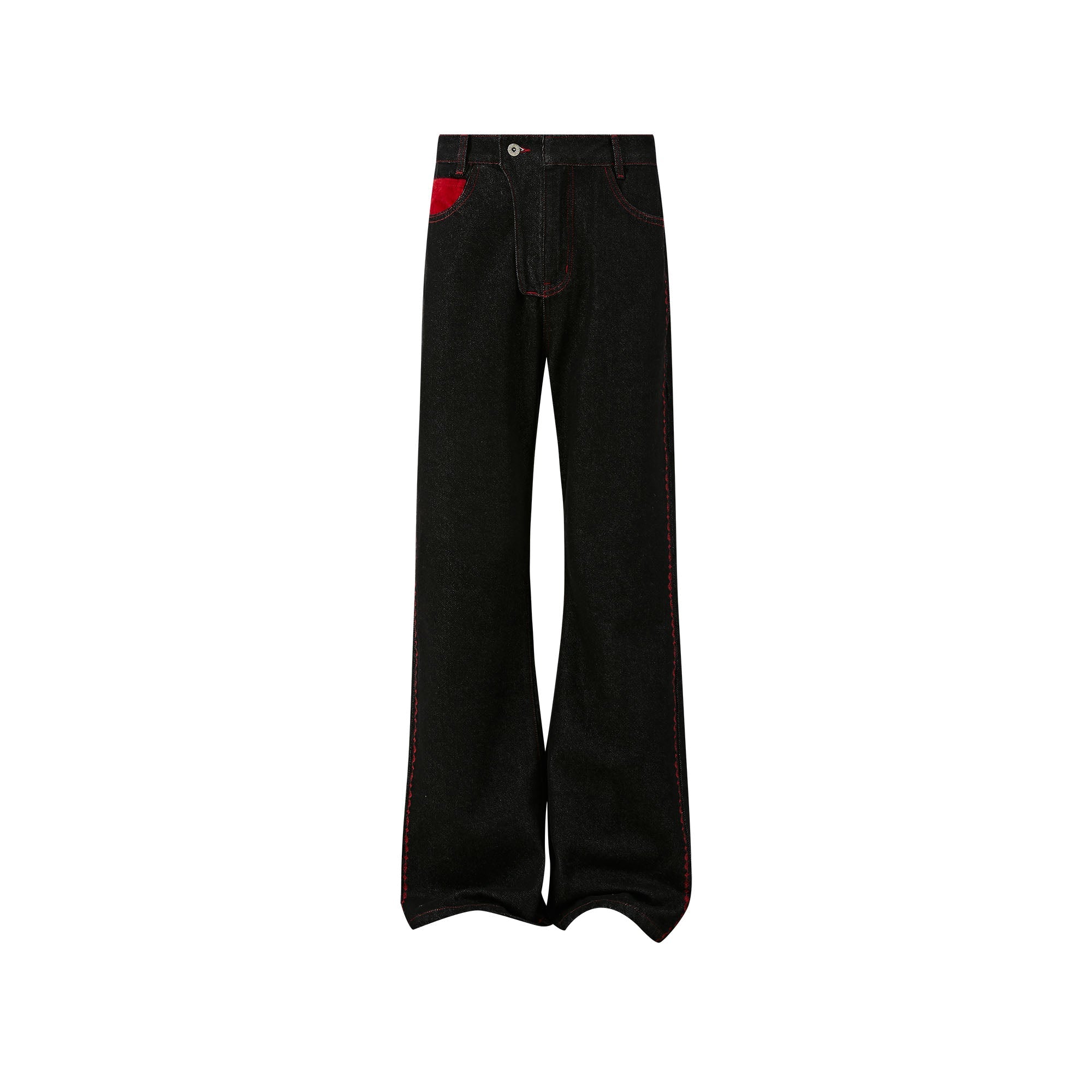 KREATE Contrast Stitched Flared Raw Denim Pants-Jeans-S-Free Shipping Leatheretro
