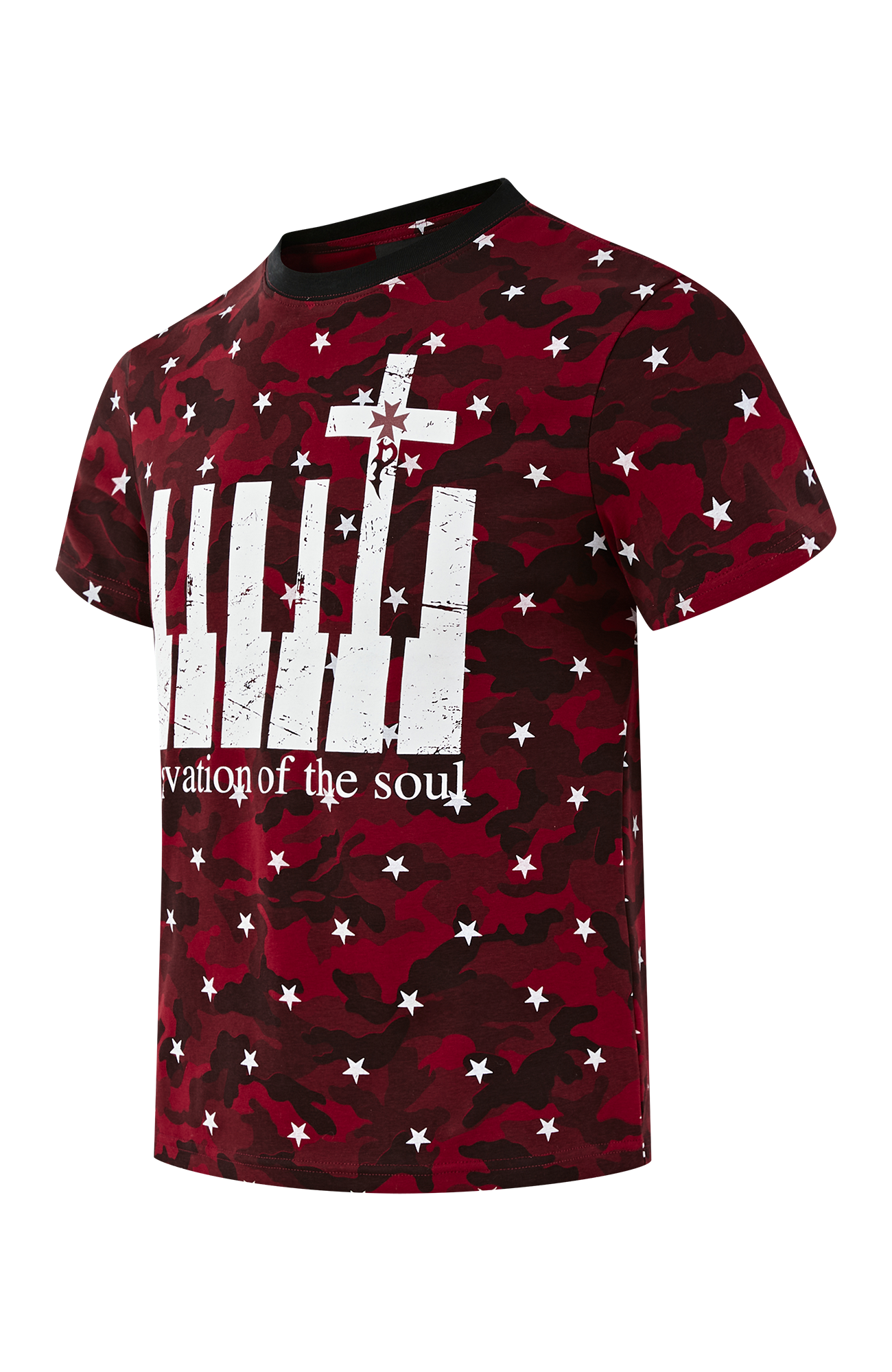 PASET Star Camo Cross Graphic Tee-T Shirt-S-Red-Free Shipping Leatheretro