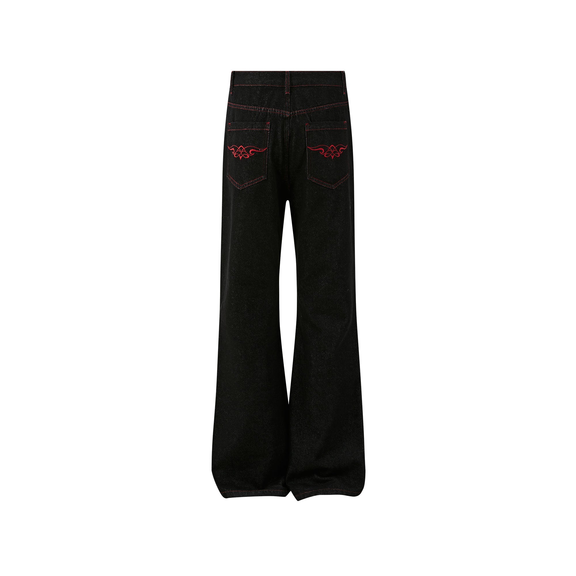 KREATE Contrast Stitched Flared Raw Denim Pants-Jeans-S-Free Shipping Leatheretro