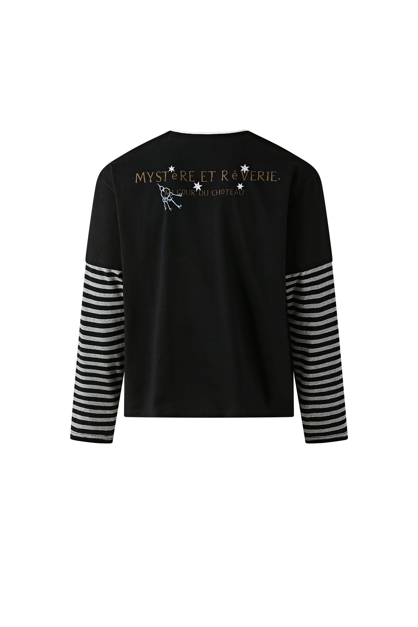 PASET Layered Stripe Graphic Long-Sleeve Tee-L/S Tee-XS-Black-Free Shipping Leatheretro