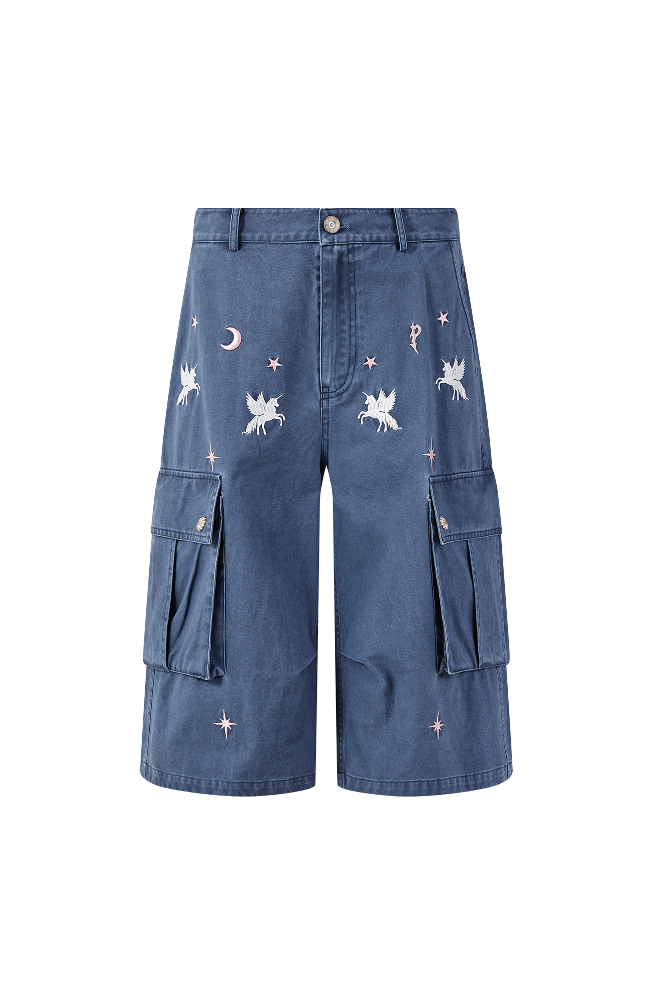 PASET Unicorn Embroidered Cargo Shorts-Shorts-S / 28"-Free Shipping Leatheretro