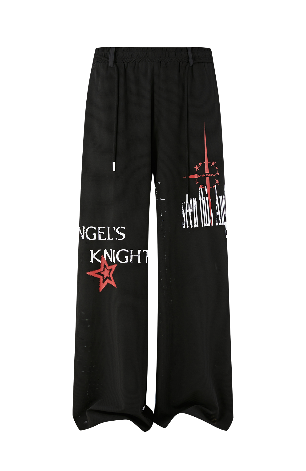 PASET Star Graphic Wide-Leg Pants-Pants-S / 26"-30"-White-Free Shipping Leatheretro