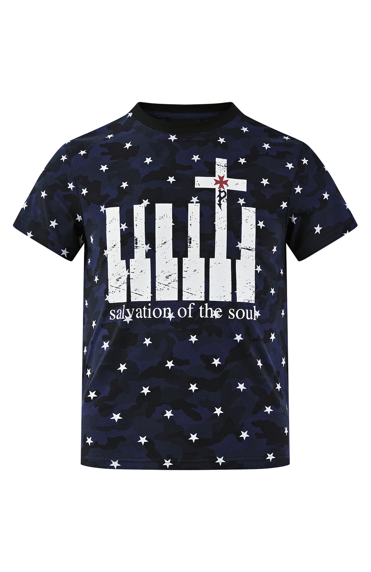 PASET Star Camo Cross Graphic Tee-T Shirt-S-Red-Free Shipping Leatheretro
