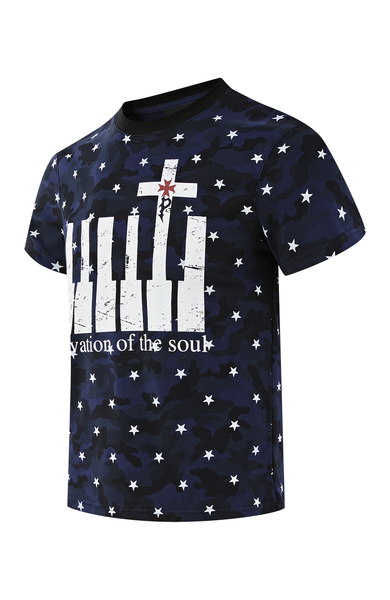 PASET Star Camo Cross Graphic Tee-T Shirt-S-Red-Free Shipping Leatheretro