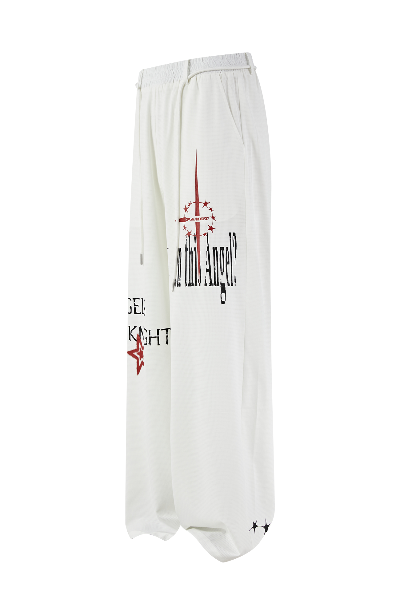PASET Star Graphic Wide-Leg Pants-Pants-S / 26"-30"-White-Free Shipping Leatheretro