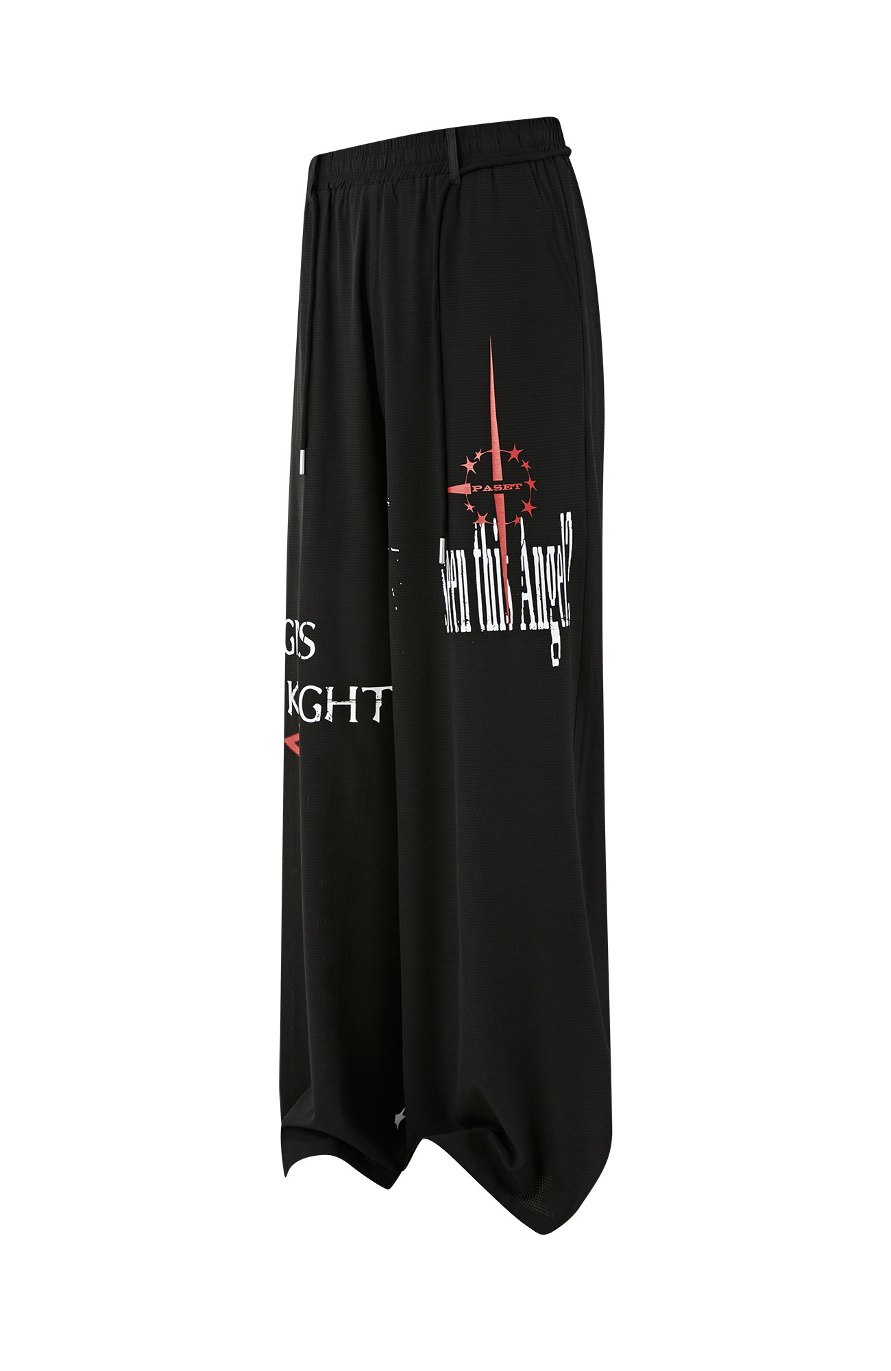 PASET Star Graphic Wide-Leg Pants-Pants-S / 26"-30"-White-Free Shipping Leatheretro