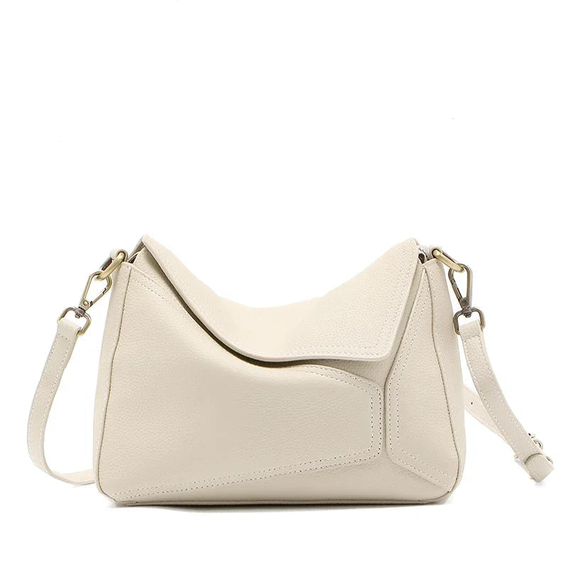Cowhide Leather Women's Geometric Shoulder Bag - Luxury Crossbody Handbag-Shoulder Bag-White-Free Shipping Leatheretro
