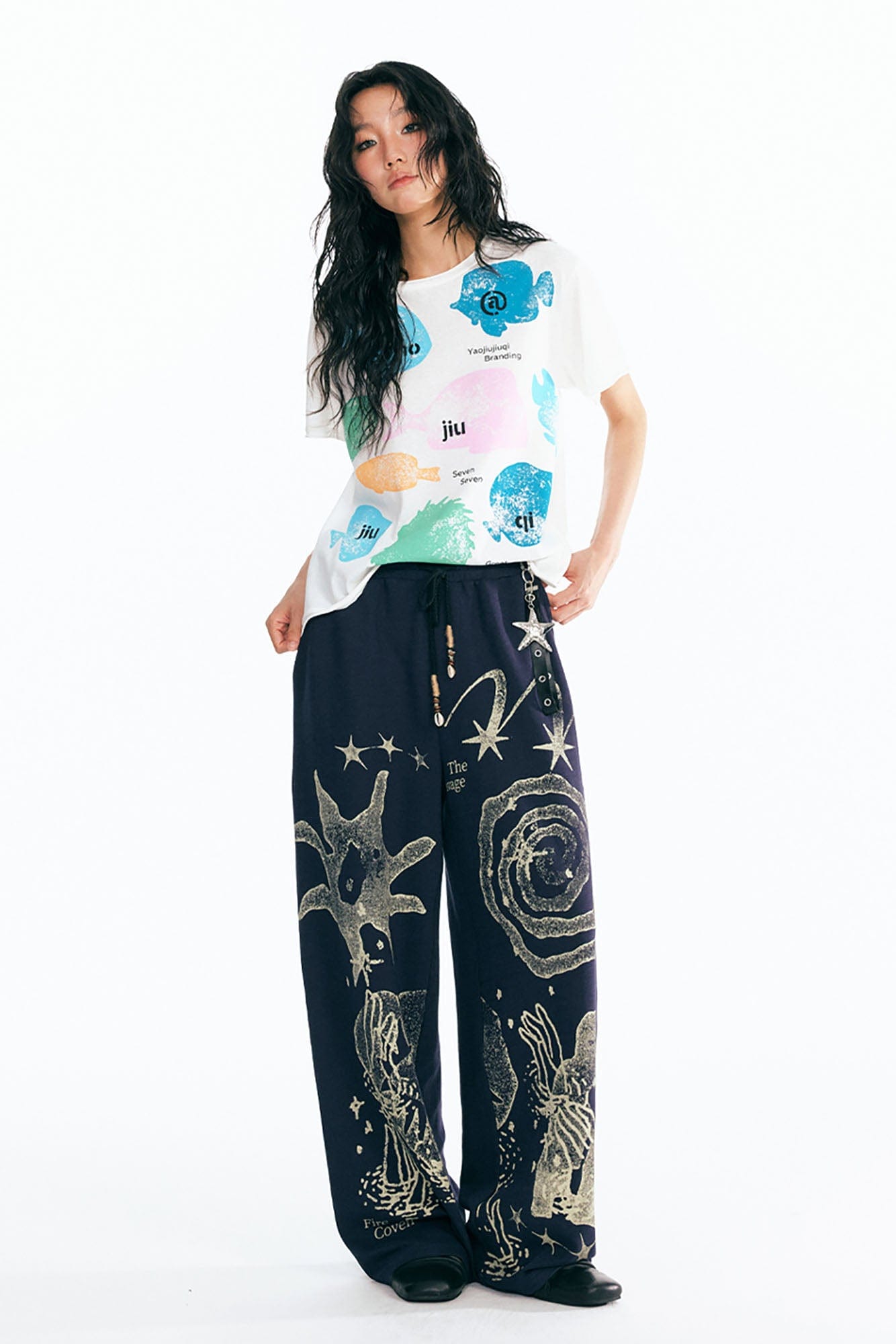 1997 POSTOFFICE Tribal Spiral Beaded Drawstring Sweatpants-Pants-S-Brown-Free Shipping Leatheretro