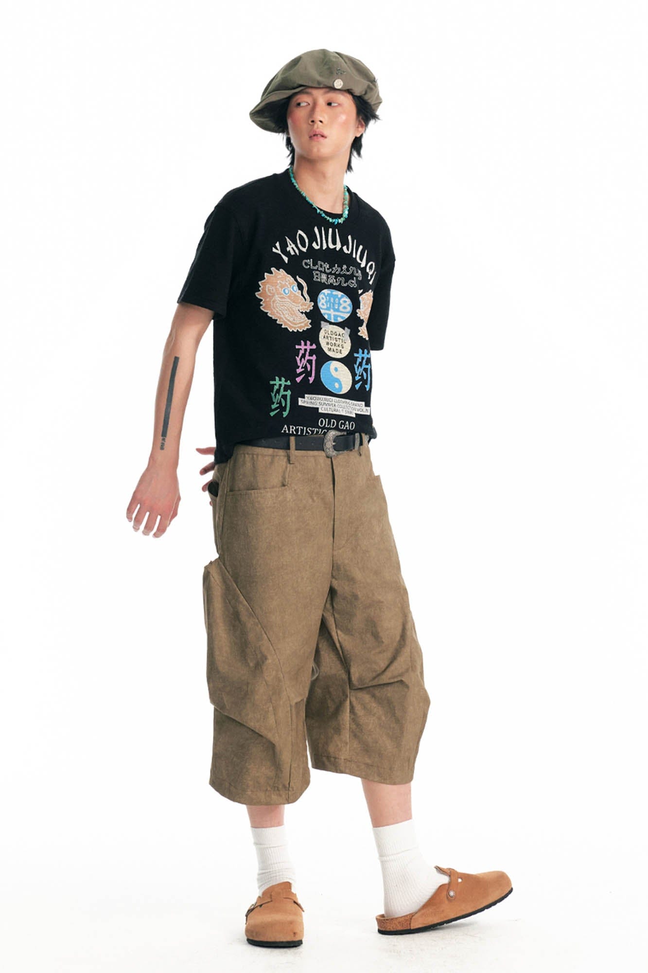 1997 POSTOFFICE Structured Panel Utility Shorts-Shorts-S-Gray-Free Shipping Leatheretro