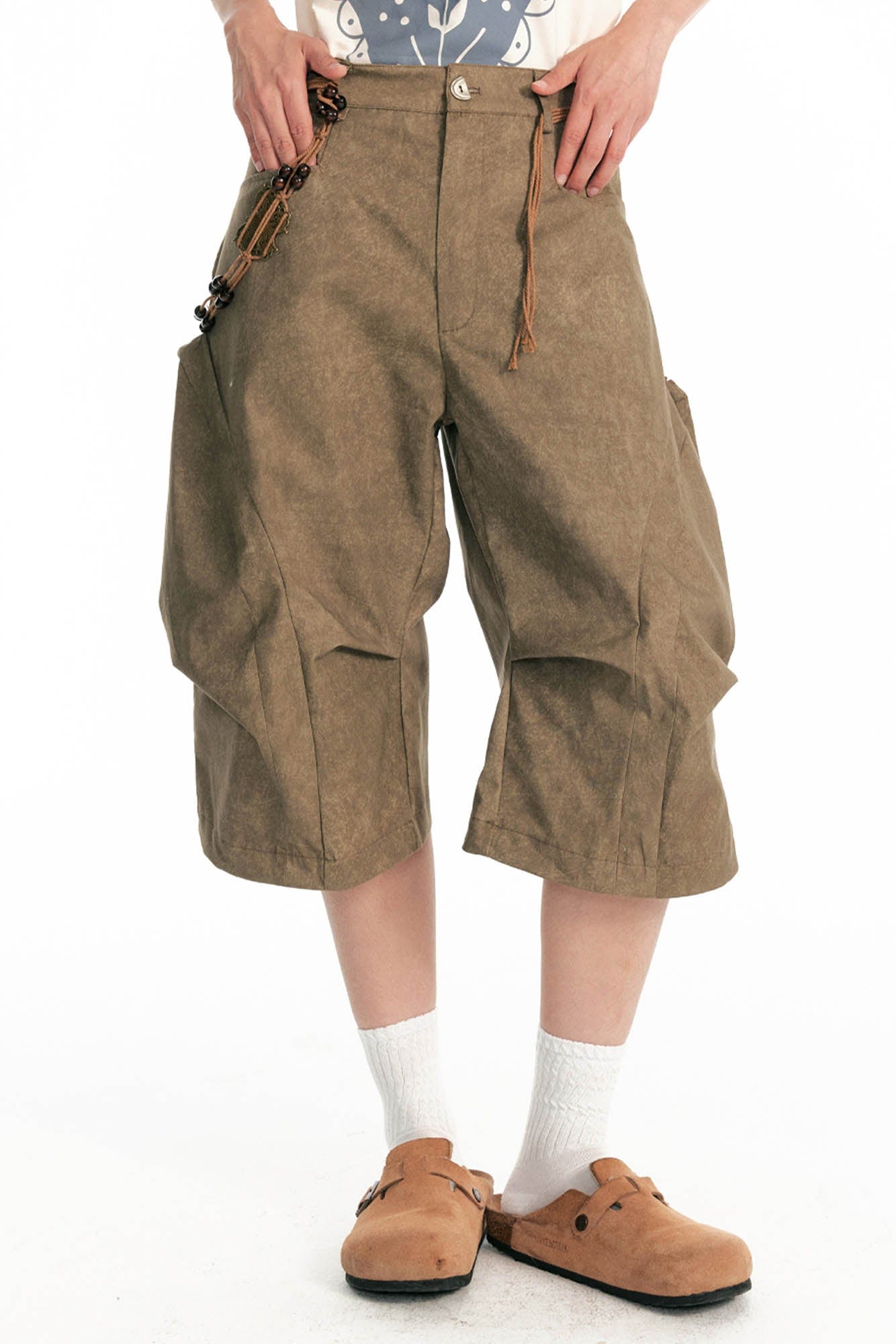 1997 POSTOFFICE Structured Panel Utility Shorts-Shorts-S-Gray-Free Shipping Leatheretro