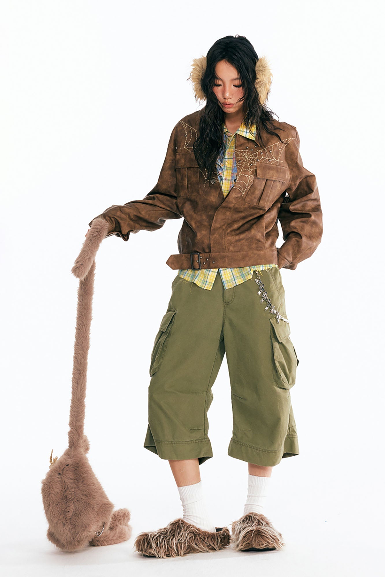 1997 POSTOFFICE Dreamcatcher Graphic Faux Leather Jacket-Jacket-S-Coffee-Free Shipping Leatheretro