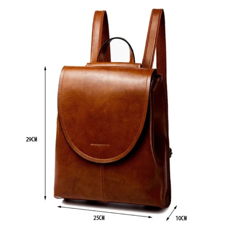 Oil Wax Cowhide Leather Backpack - Rucksack Knapsack CrossBody Bags-Crossbody Bag-Brown-Free Shipping Leatheretro