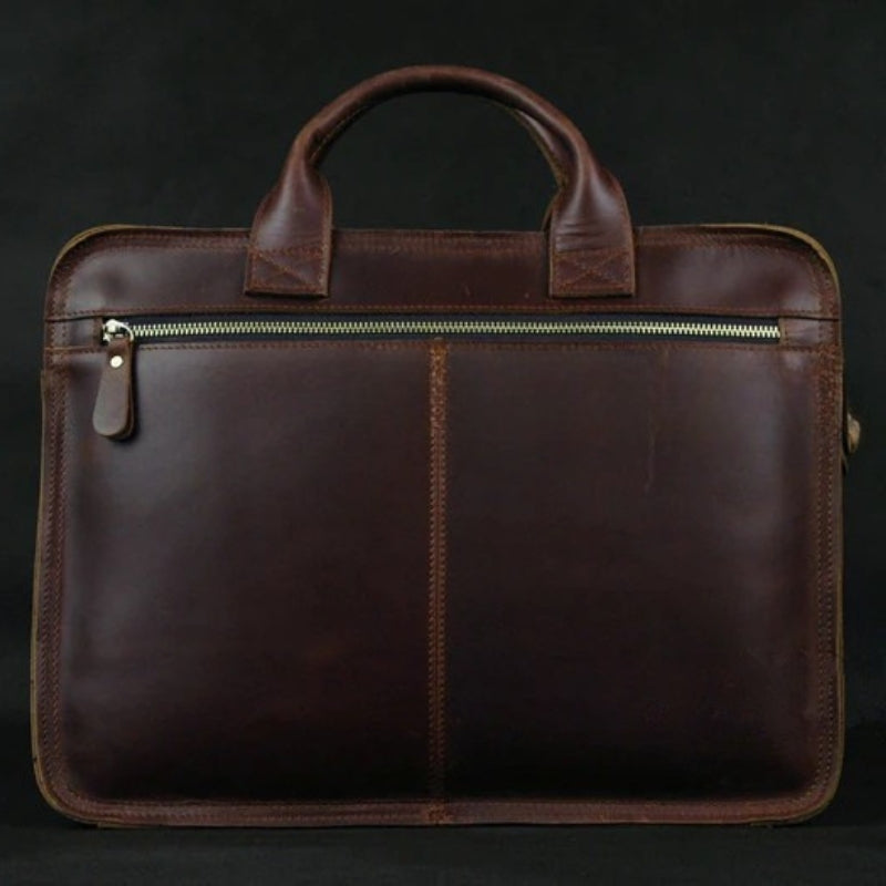 Luxury Leather Business Briefcase - Men Shoulder Portfolio Laptop Bag-Briefcase-Brown-Free Shipping Leatheretro