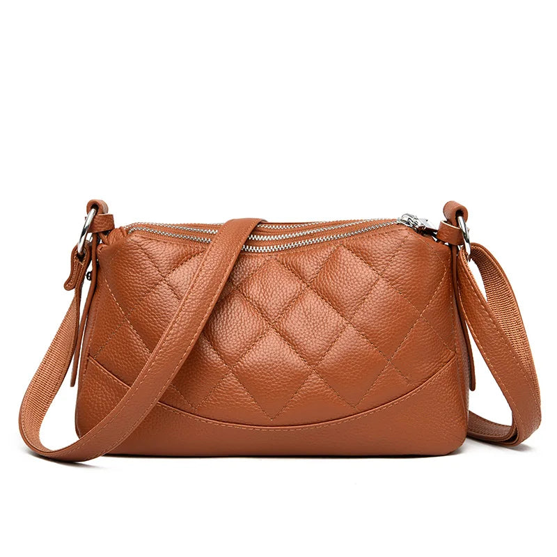 Genuine Leather Female Crossbody Bags-Handbags-Brown-Free Shipping Leatheretro