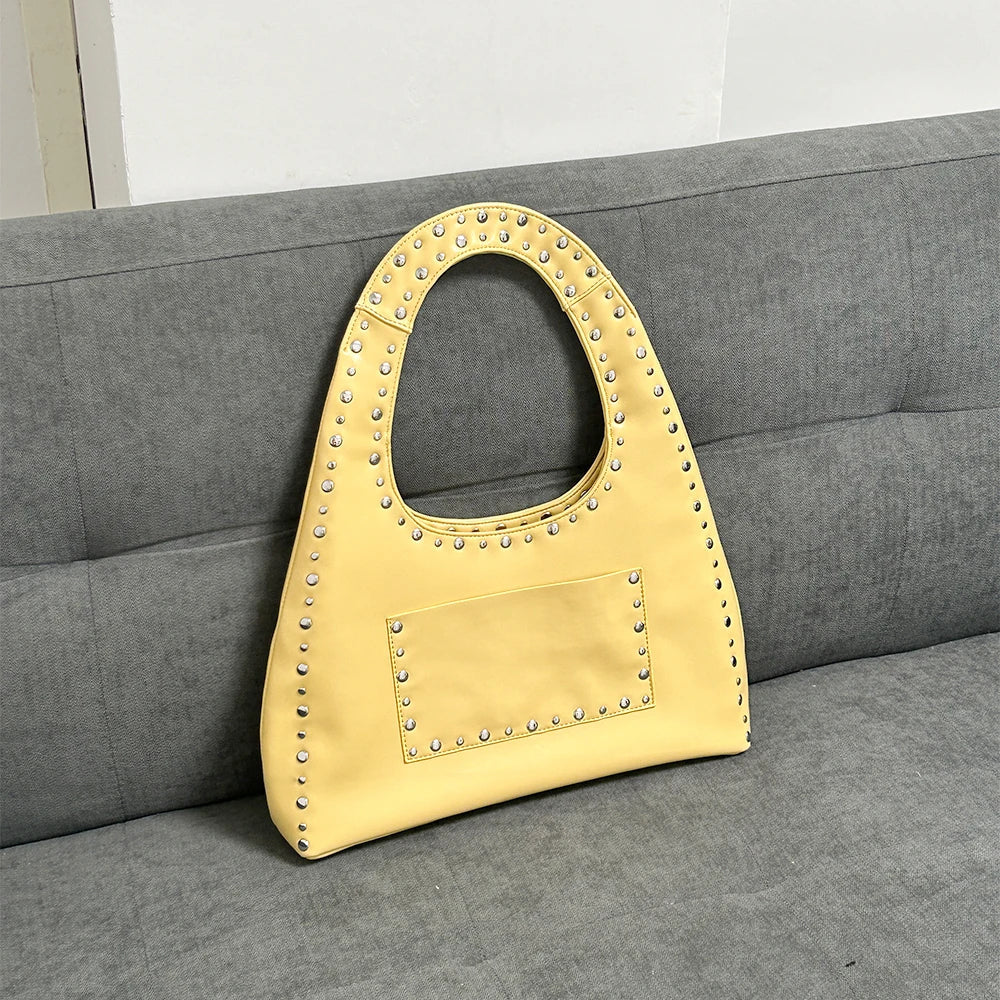 Retro Rivet Oil Wax Leather Shoulder Bag-Handbags-Coffee-Free Shipping Leatheretro