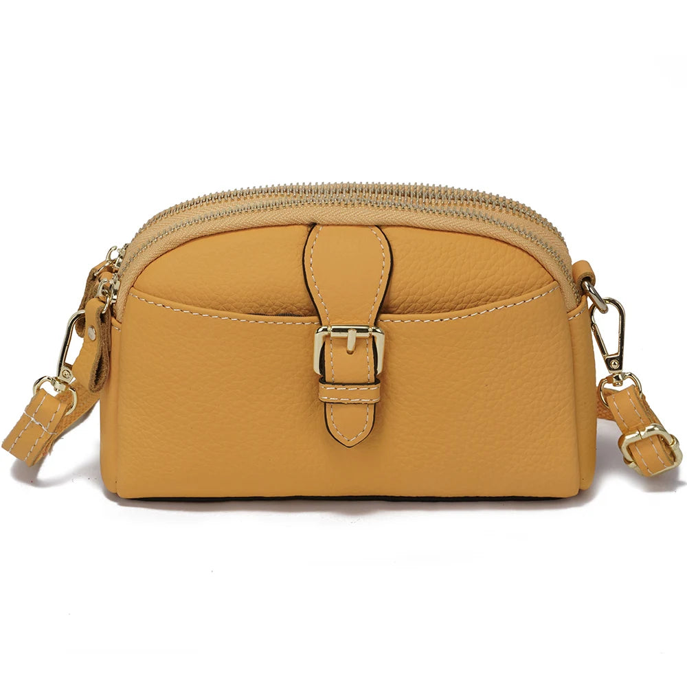Women’s Leather Wristlet Crossbody Phone Bag-Handbags-Yellow-Free Shipping Leatheretro