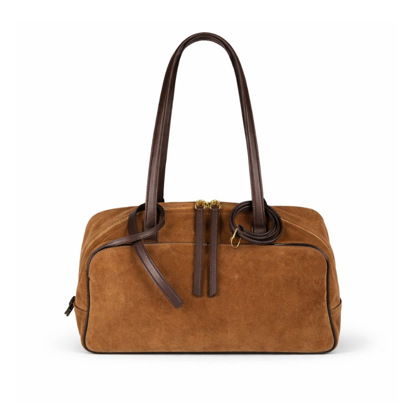 Women's Suede Cowhide Luxury Tote Bag - Large Capacity Winter Velvet Bags-Tote Bag-Brown-Large-Free Shipping Leatheretro