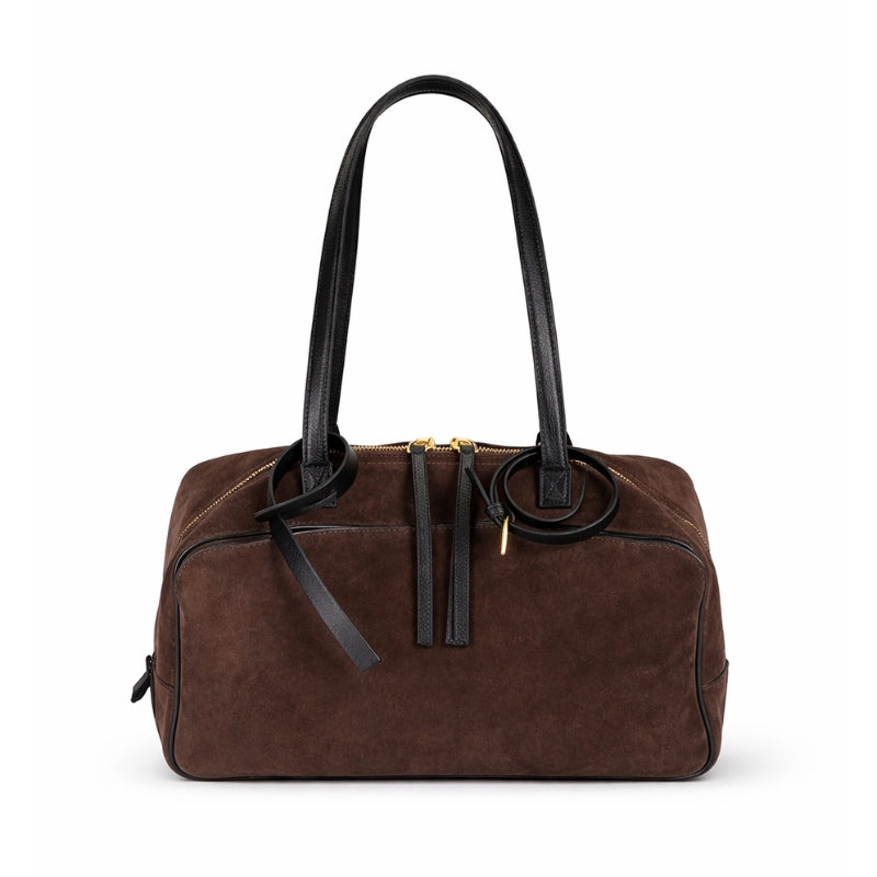 Women's Suede Cowhide Luxury Tote Bag - Large Capacity Winter Velvet Bags-Tote Bag-Brown-Large-Free Shipping Leatheretro