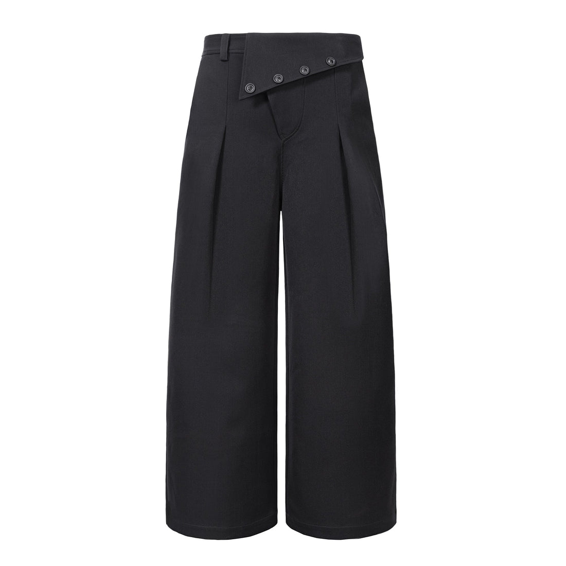 ESAIAS Foldover Waist Pleated Wide-Leg Trousers-Pants-S-Free Shipping Leatheretro