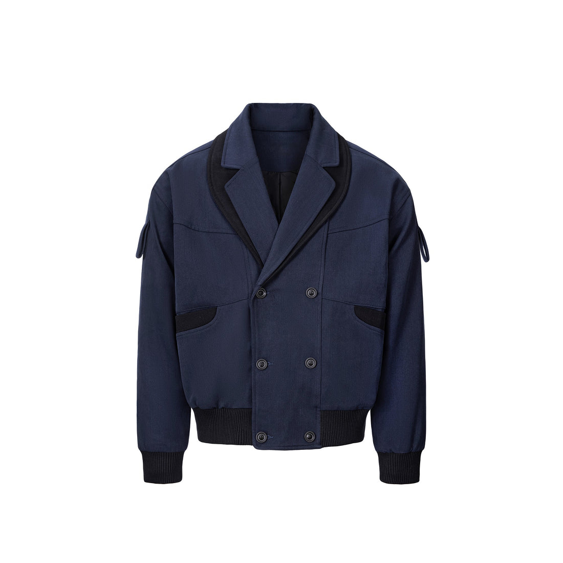 ESAIAS Paneled Double-Lapel Bomber Jacket-Jacket-S-Free Shipping Leatheretro