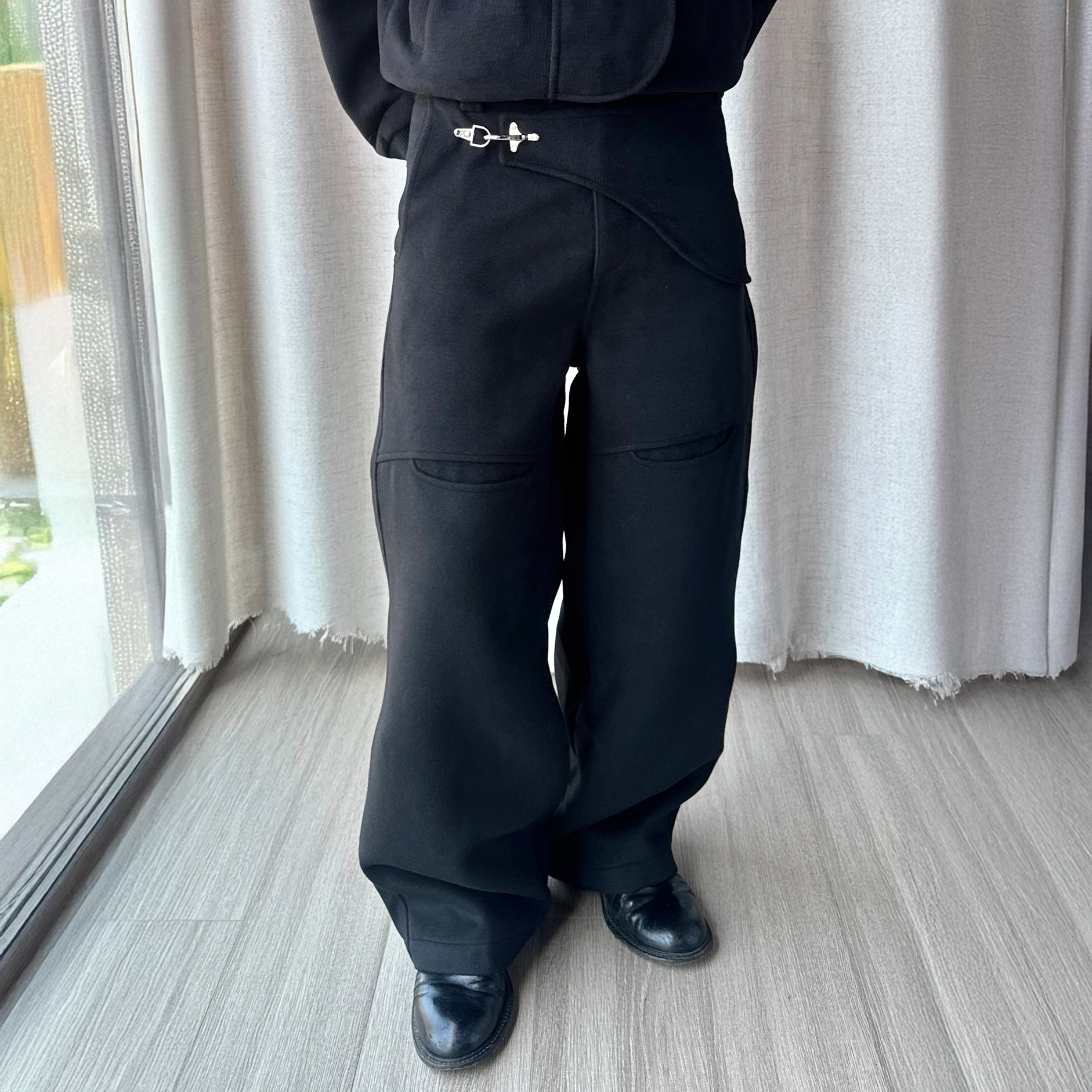 ESAIAS Harness-Lock Wool-Blend Wide-Leg Trousers-Pants-S-Free Shipping Leatheretro