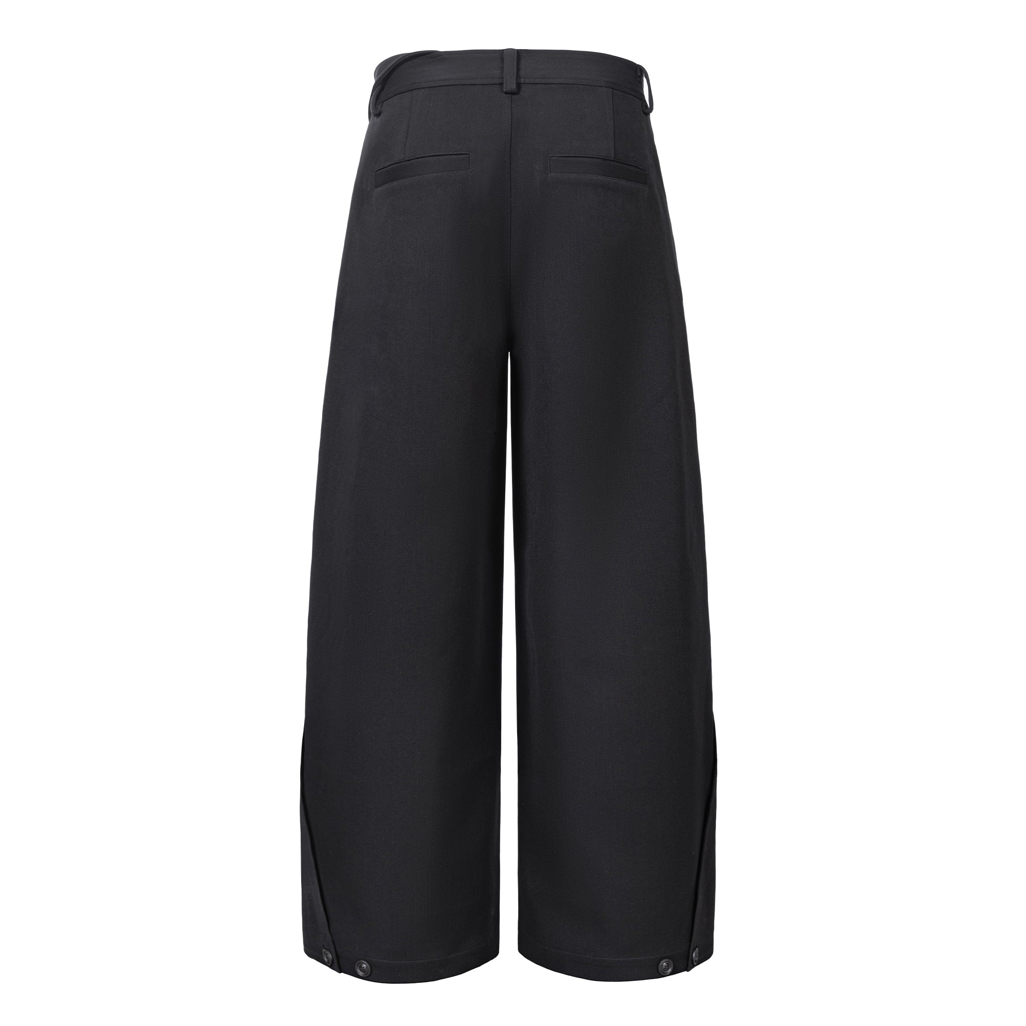 ESAIAS Foldover Waist Pleated Wide-Leg Trousers-Pants-S-Free Shipping Leatheretro