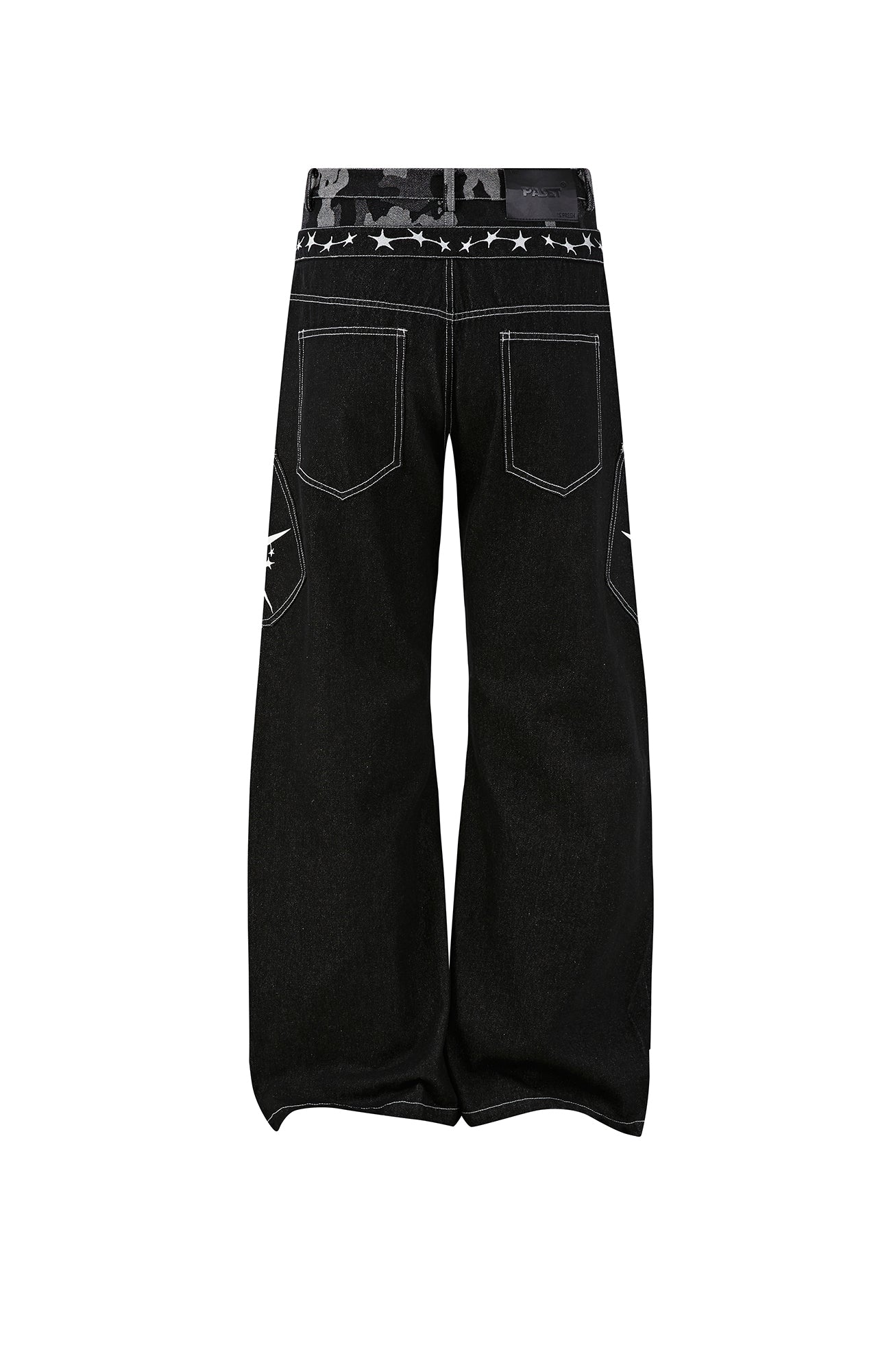 PASET Camo Double Waist Embroidered Jeans-Jeans-S / 28"-Free Shipping Leatheretro